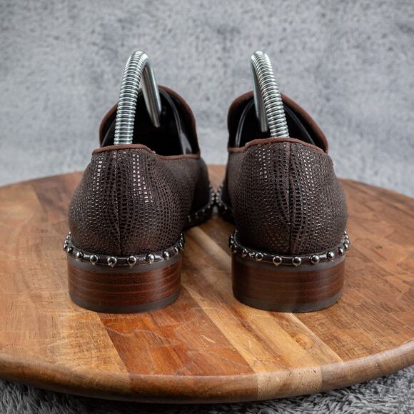 Adrianna Papell 8 M Prince Studded Smoking Leather Slipper Flat Black shoes - Picture 4 of 5